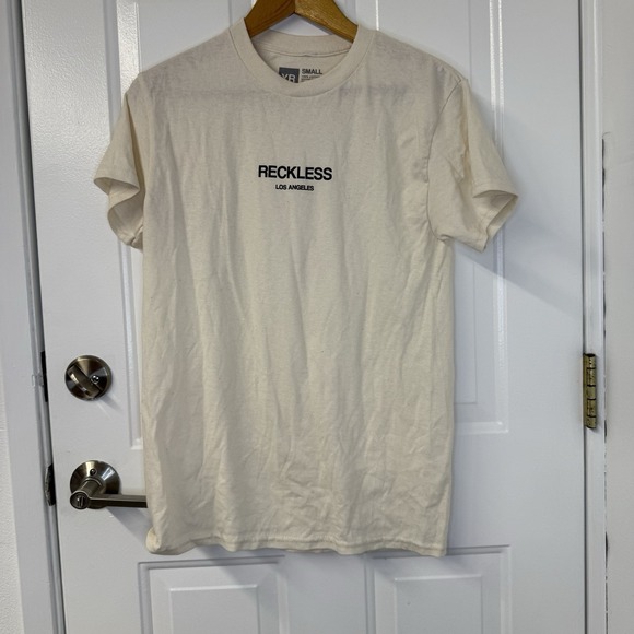 Young & Reckless Other - Young & Reckless Mens Short Sleeve Crew Neck Cotton Regular Cream T Shirt Sz Sm